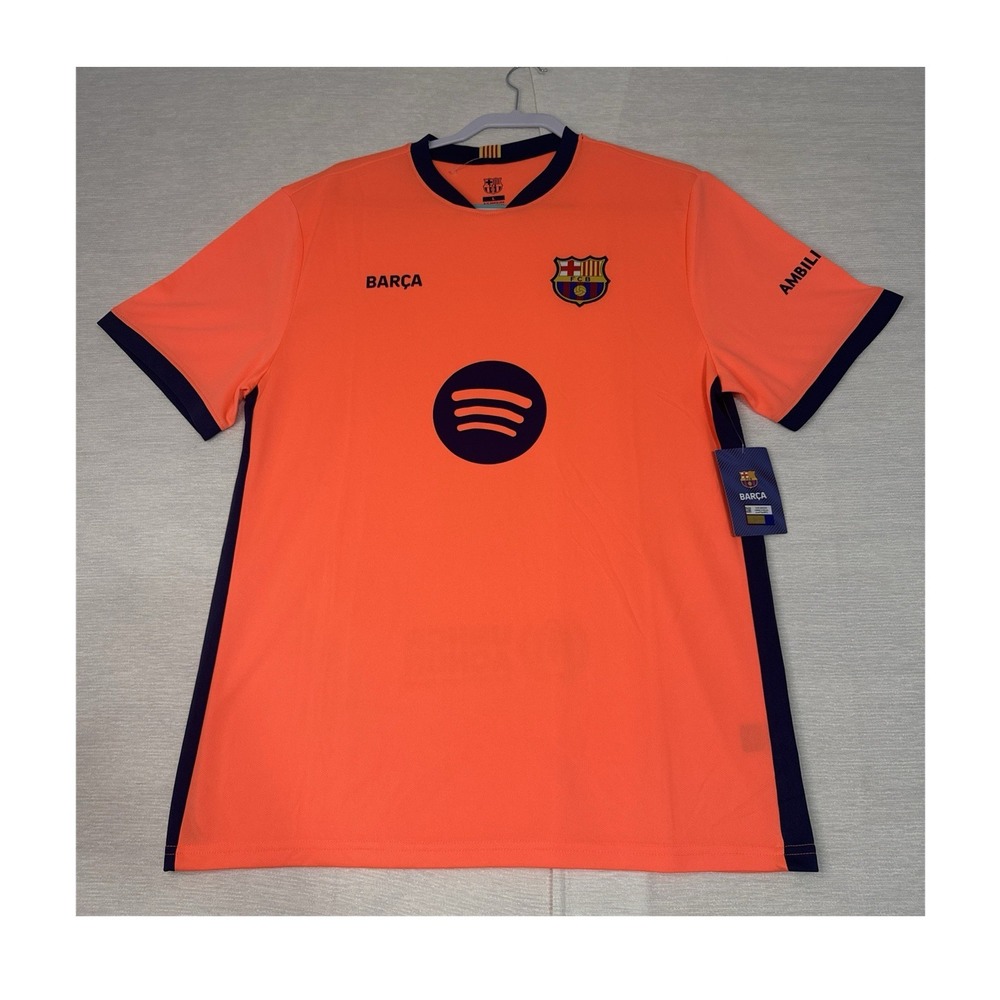 FC Barcelona 25-26 3rd Kit Soccer Jersey Orange Navy Size L Official